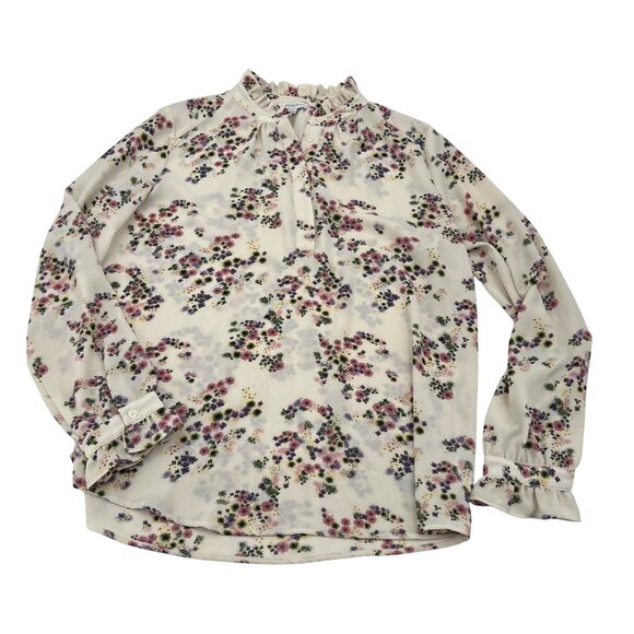 Carolina Belle Tops - Carolina Belle Floral Long Sleeve Blouse L/G White Purple Pink Polyester